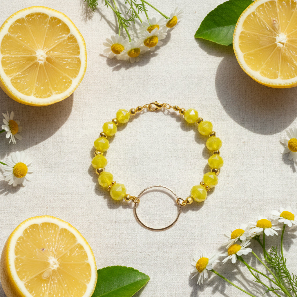 Golden Sun Yellow Beaded Circle Bracelet