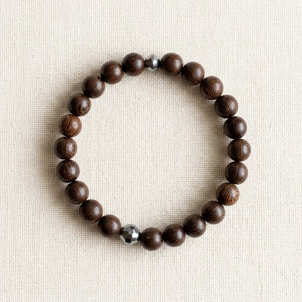 Woodland River Wood Bead Stretch Bracelet