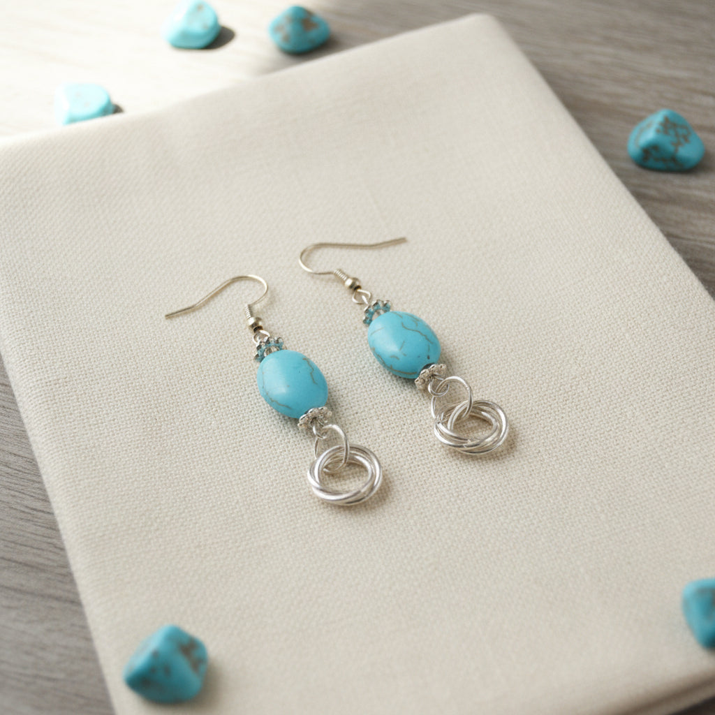 Turquoise Tangle Chainmaille Earrings