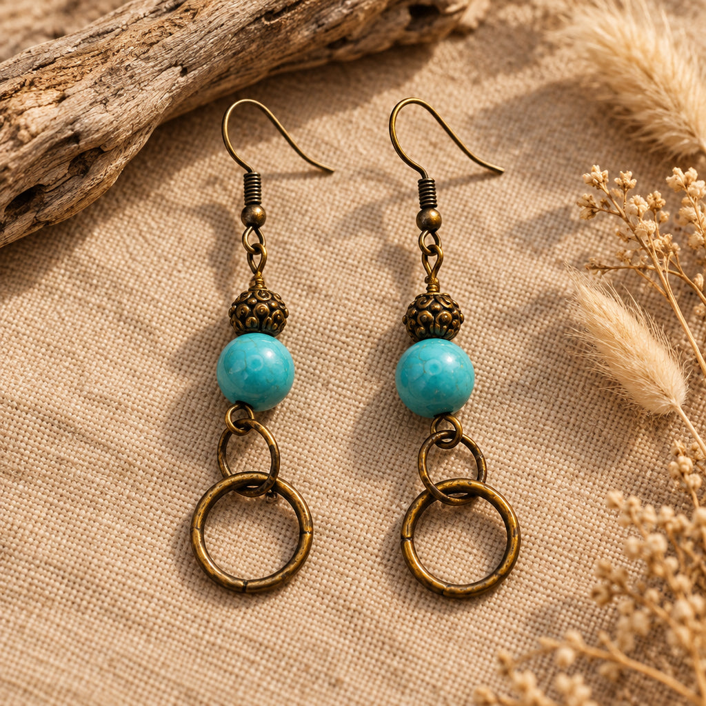 Turquoise Trails – Rustic Boho Dangle Earrings