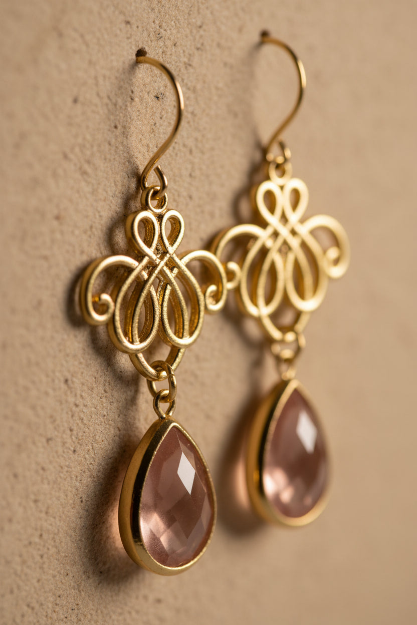 Blushing Filigree Drop Earrings