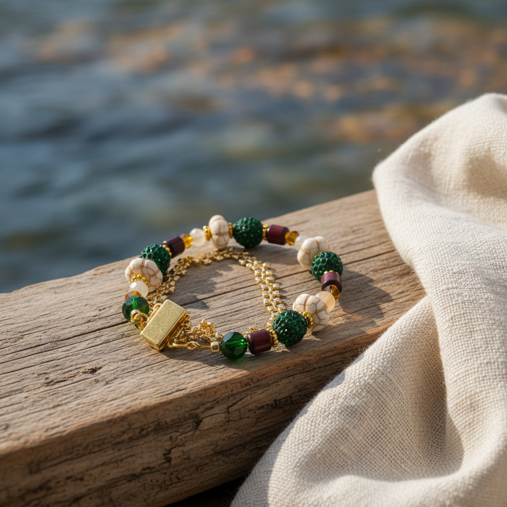 Emerald Woodland Double-Strand Bracelet