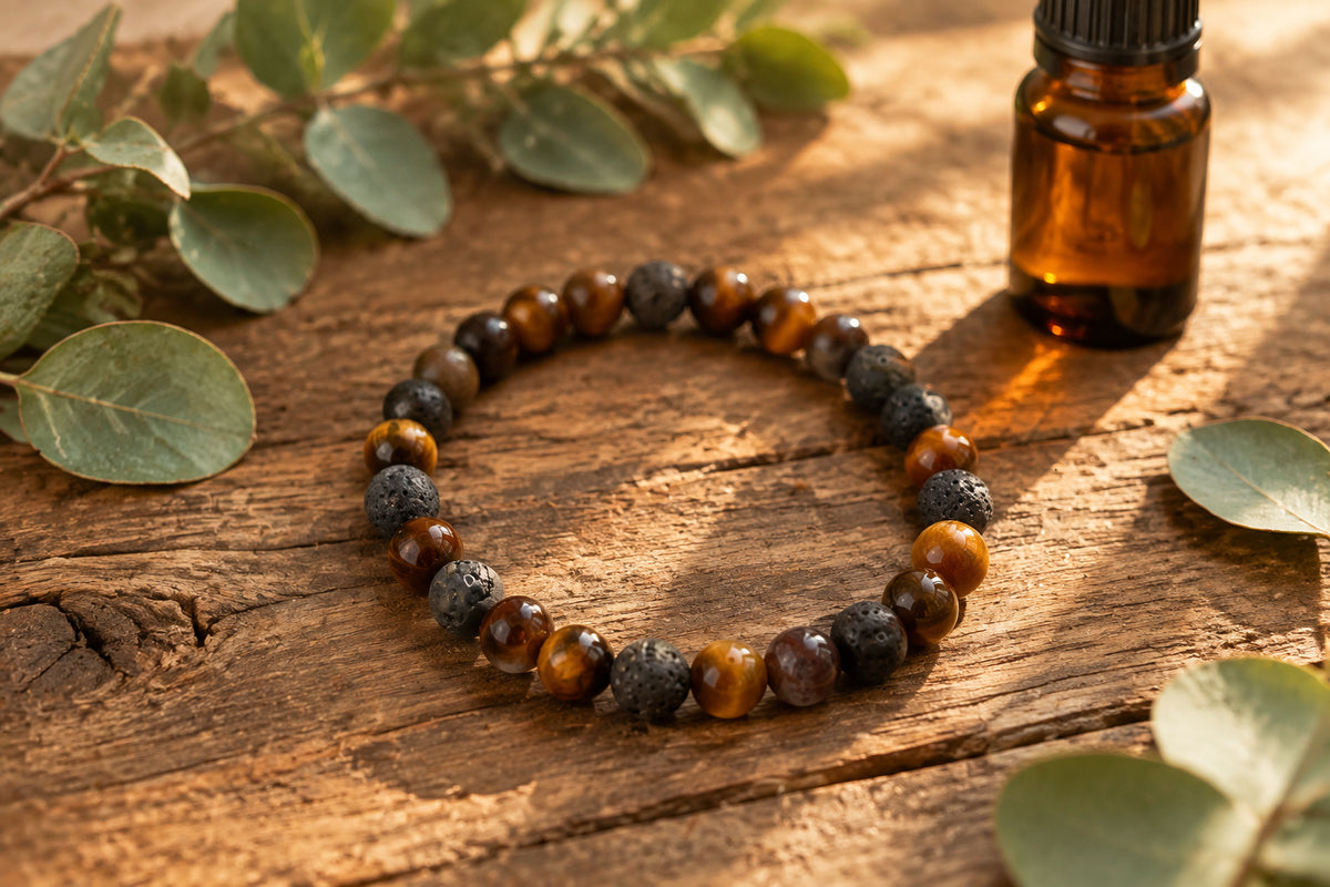 Wild Earth | Tiger Eye & Lava Stone Essential Oil Diffuser Bracelet