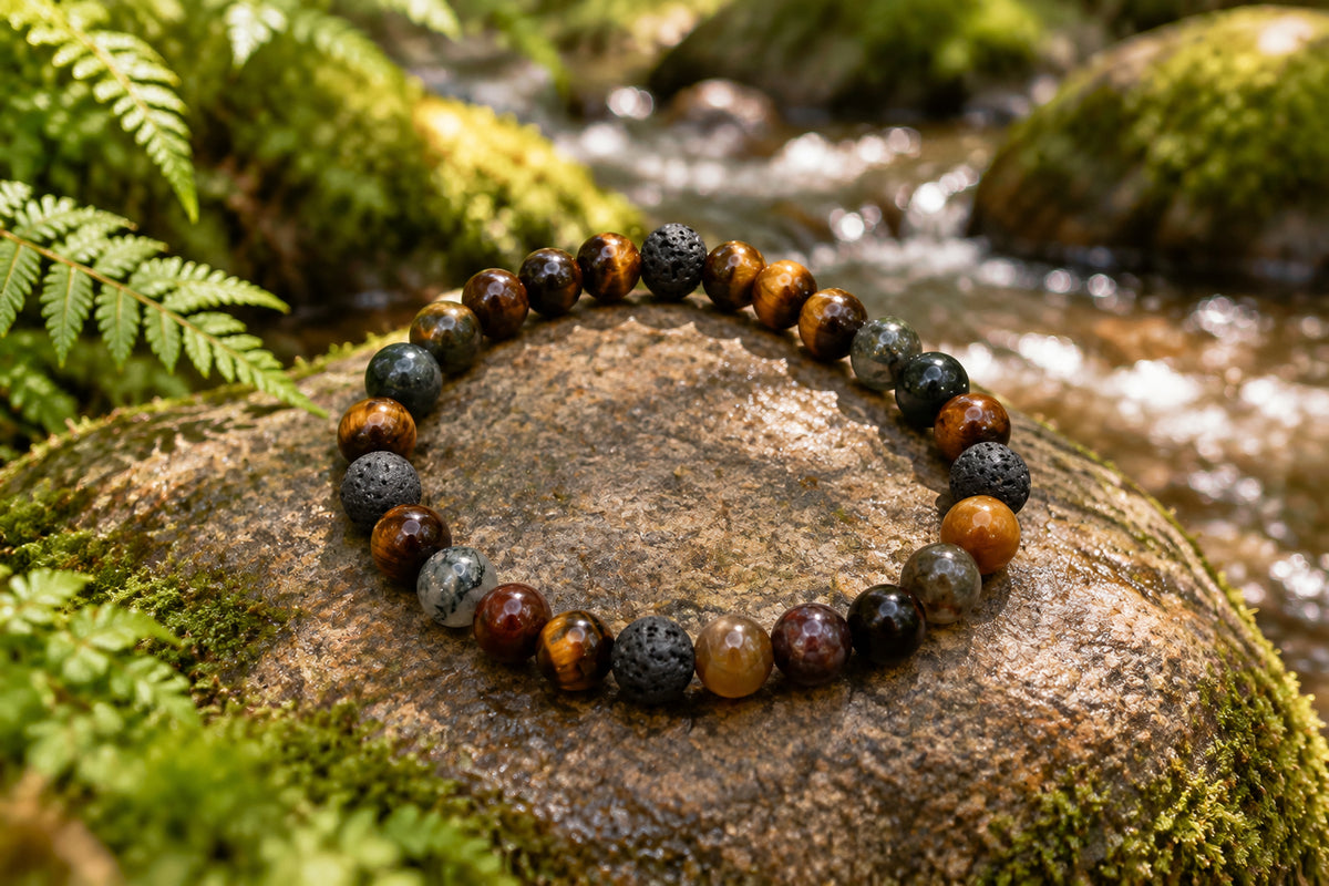 Wild Earth | Tiger Eye & Lava Stone Essential Oil Diffuser Bracelet