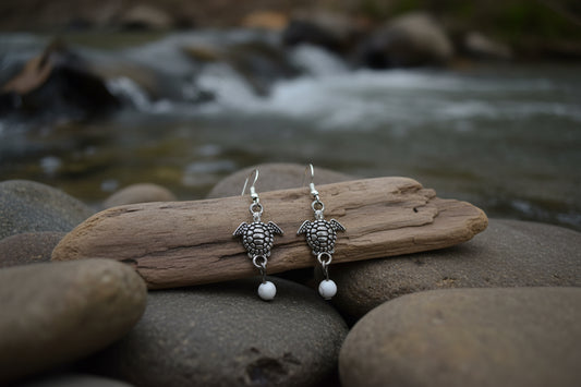 River Guardian Howlite Turtle Earrings