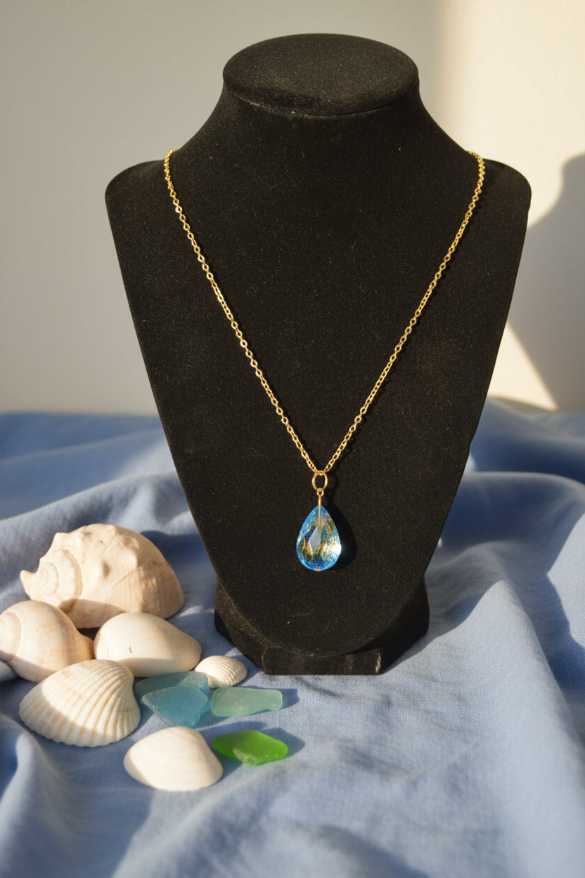 Celestial Blue Crystal Drop Necklace