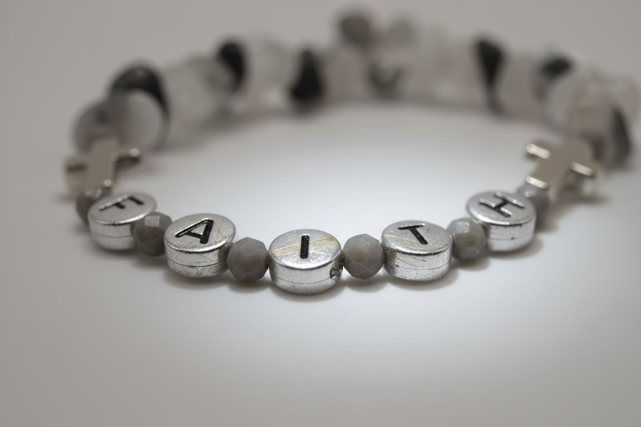 Rutilated Quartz Faith Bracelet – 7" Silver Edition