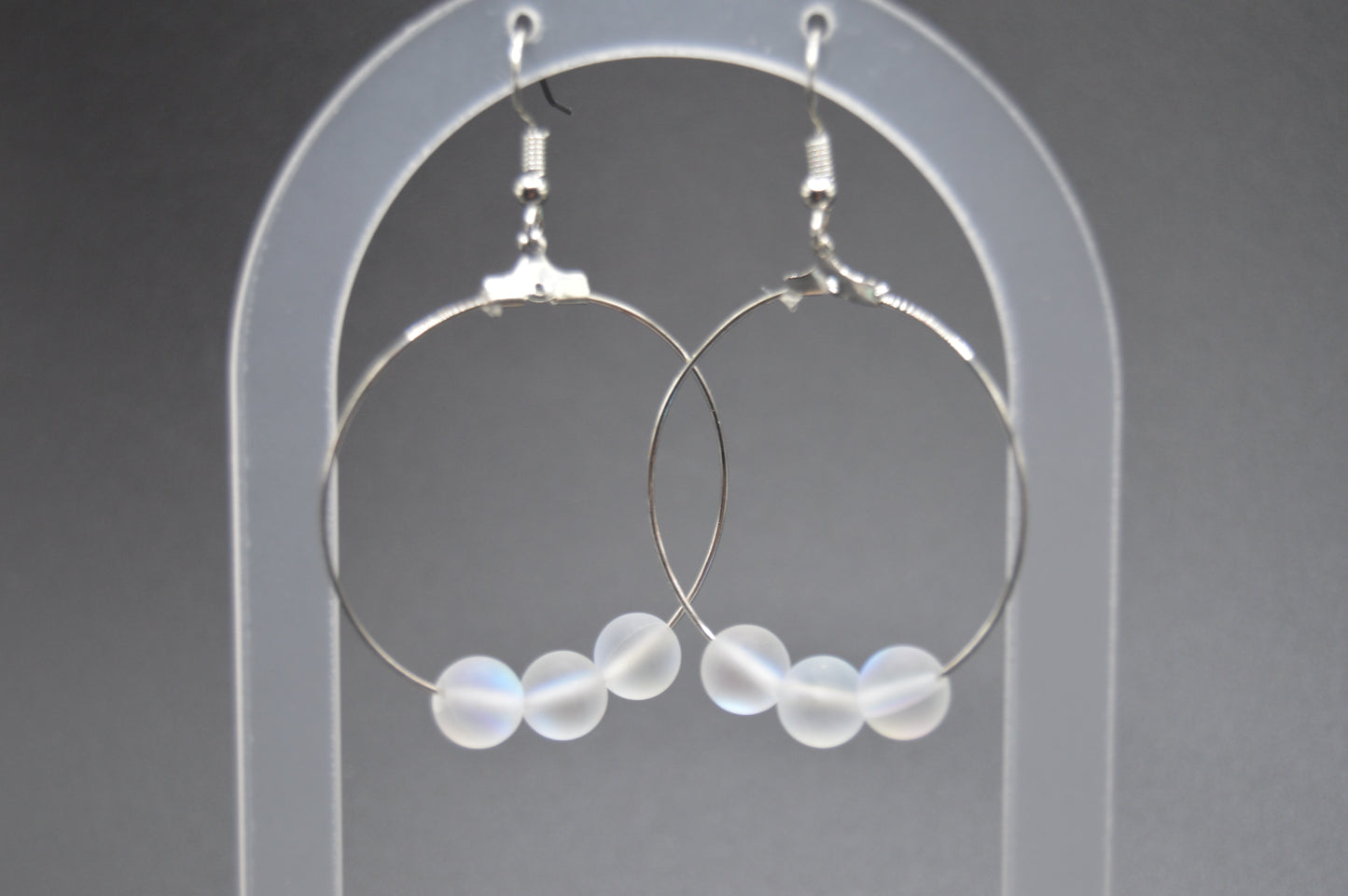 Boho style hoop earrings with Holographic Beads