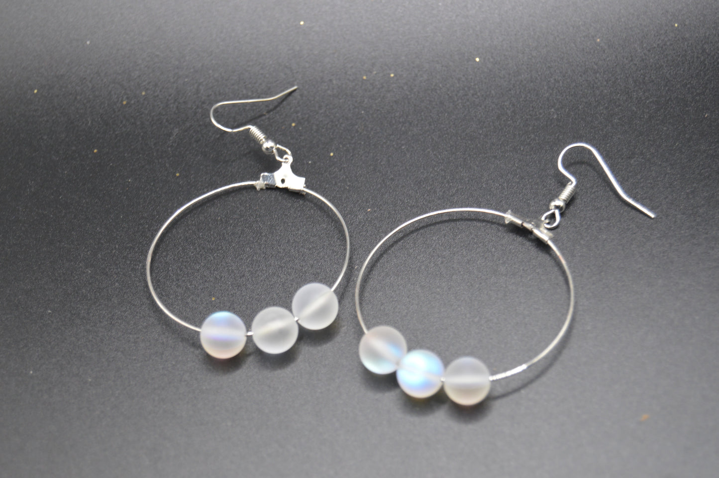 Boho style hoop earrings with Holographic Beads