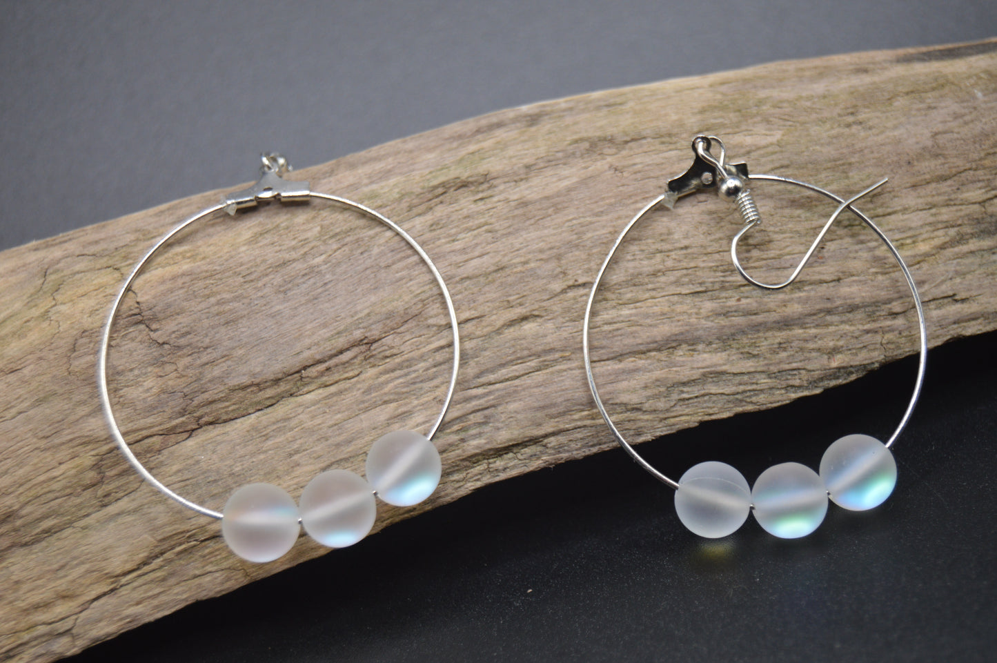 Boho style hoop earrings with Holographic Beads