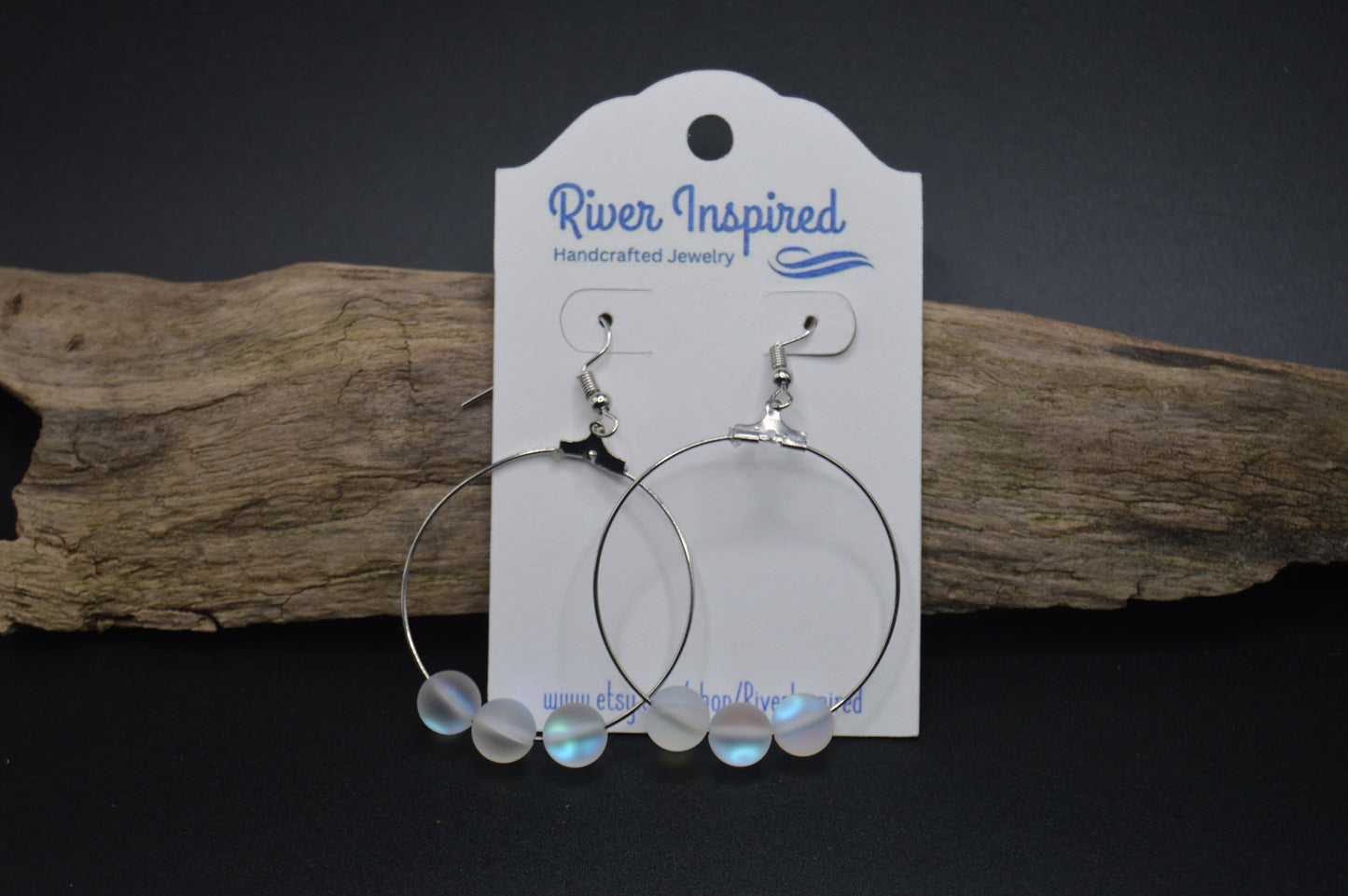 Boho style hoop earrings with Holographic Beads