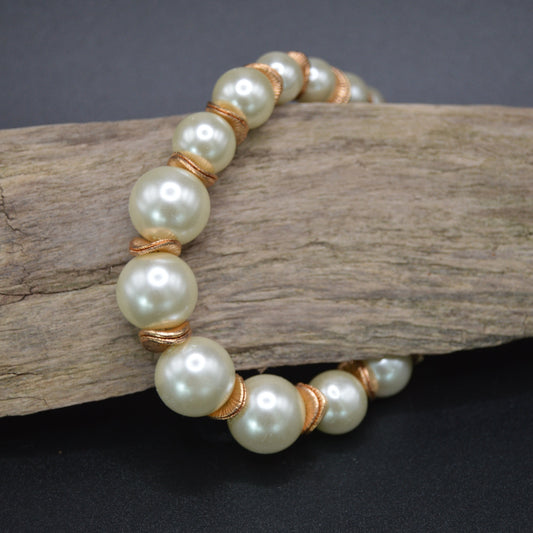 Golden Harmony Crystal Pearl Bracelet