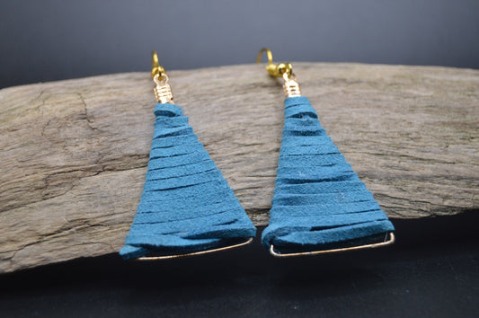 Teal Elegance Triangle Drop Earrings