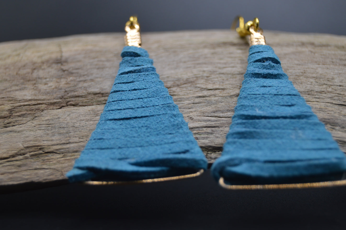 Teal Elegance Triangle Drop Earrings