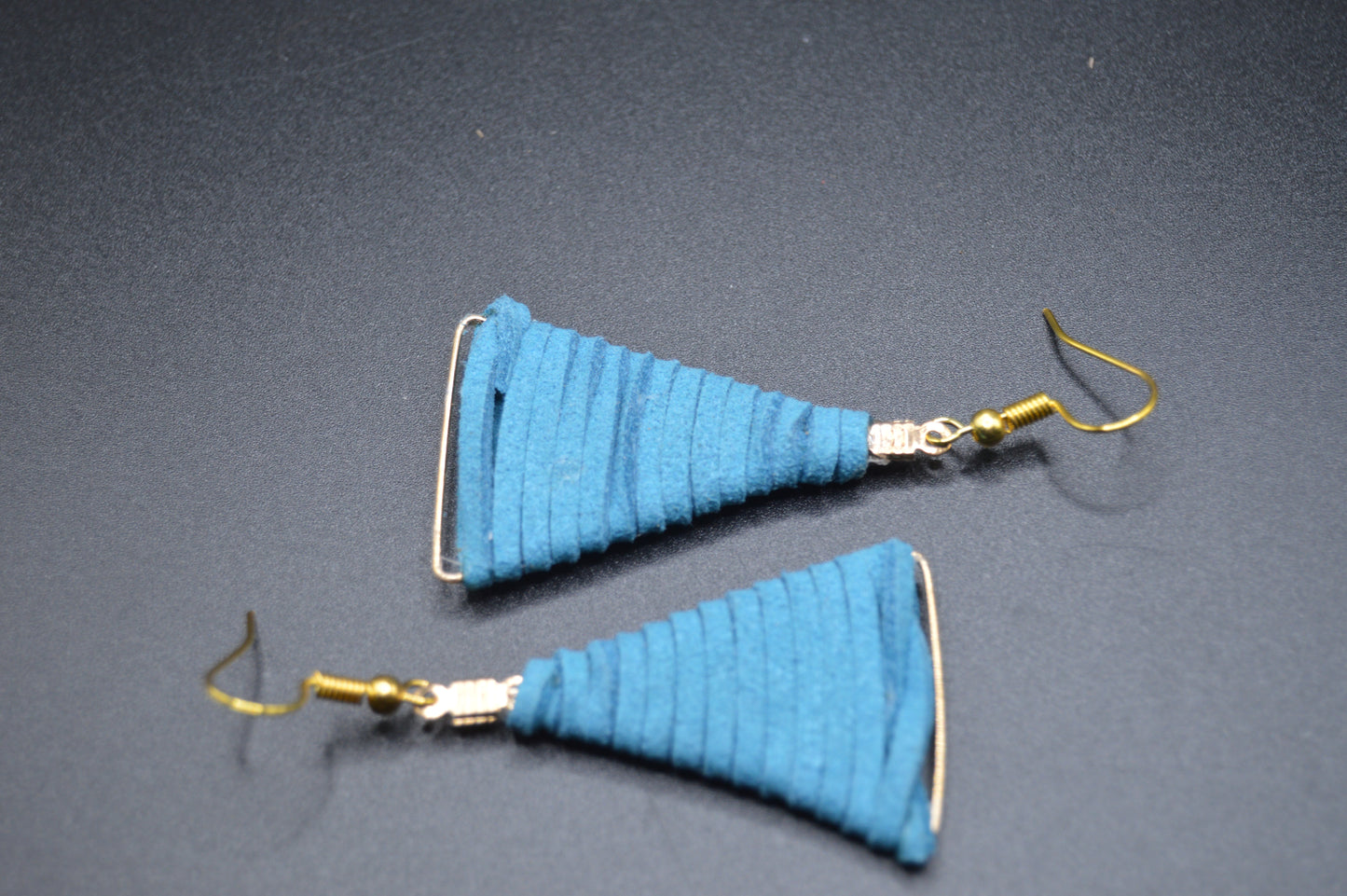 Teal Elegance Triangle Drop Earrings