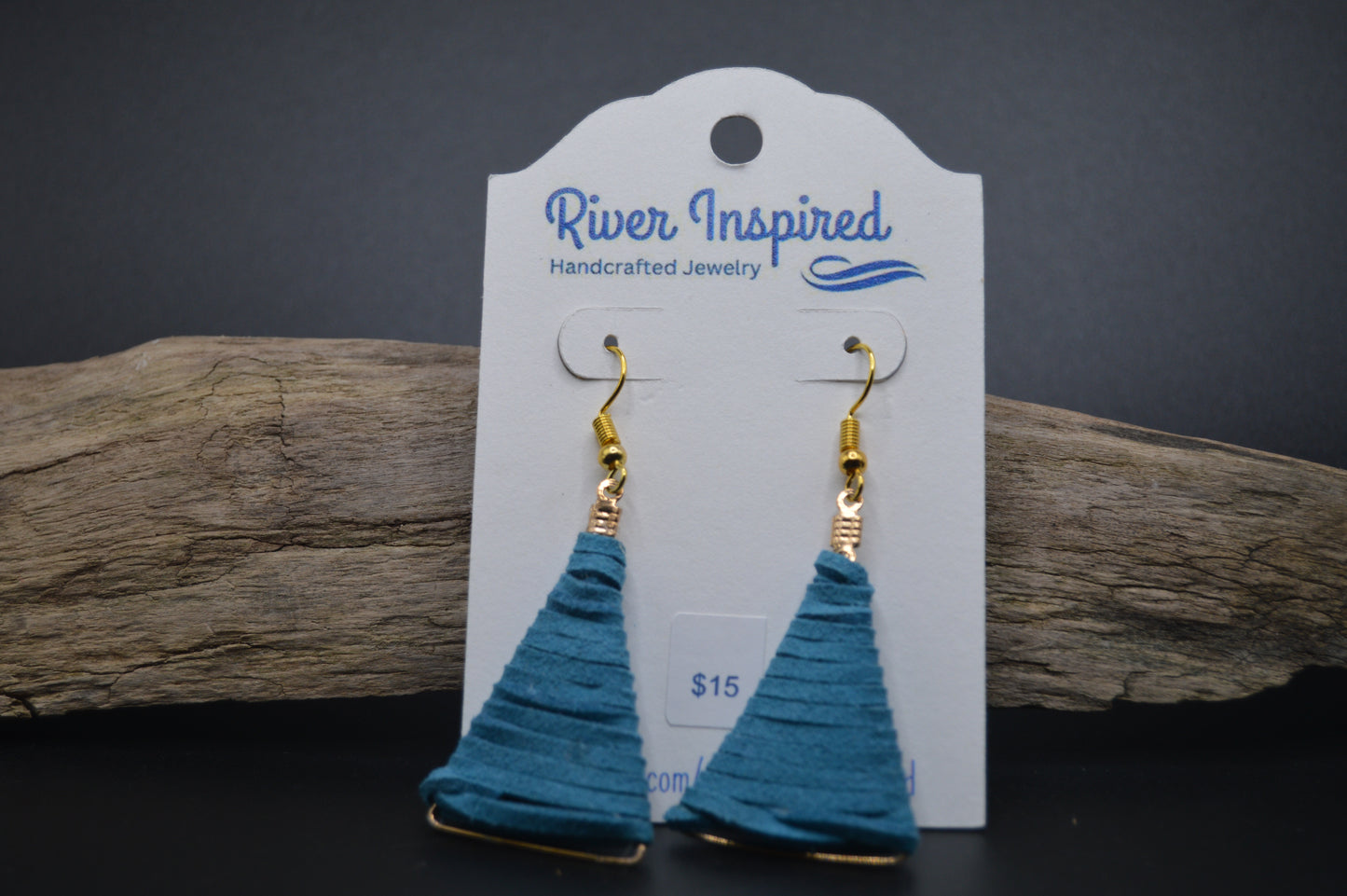 Teal Elegance Triangle Drop Earrings