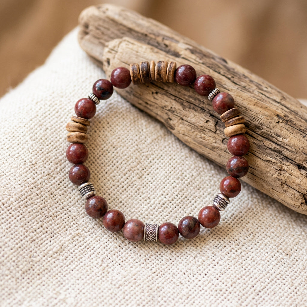 Rustic Ember Brecciated Jasper Bracelet