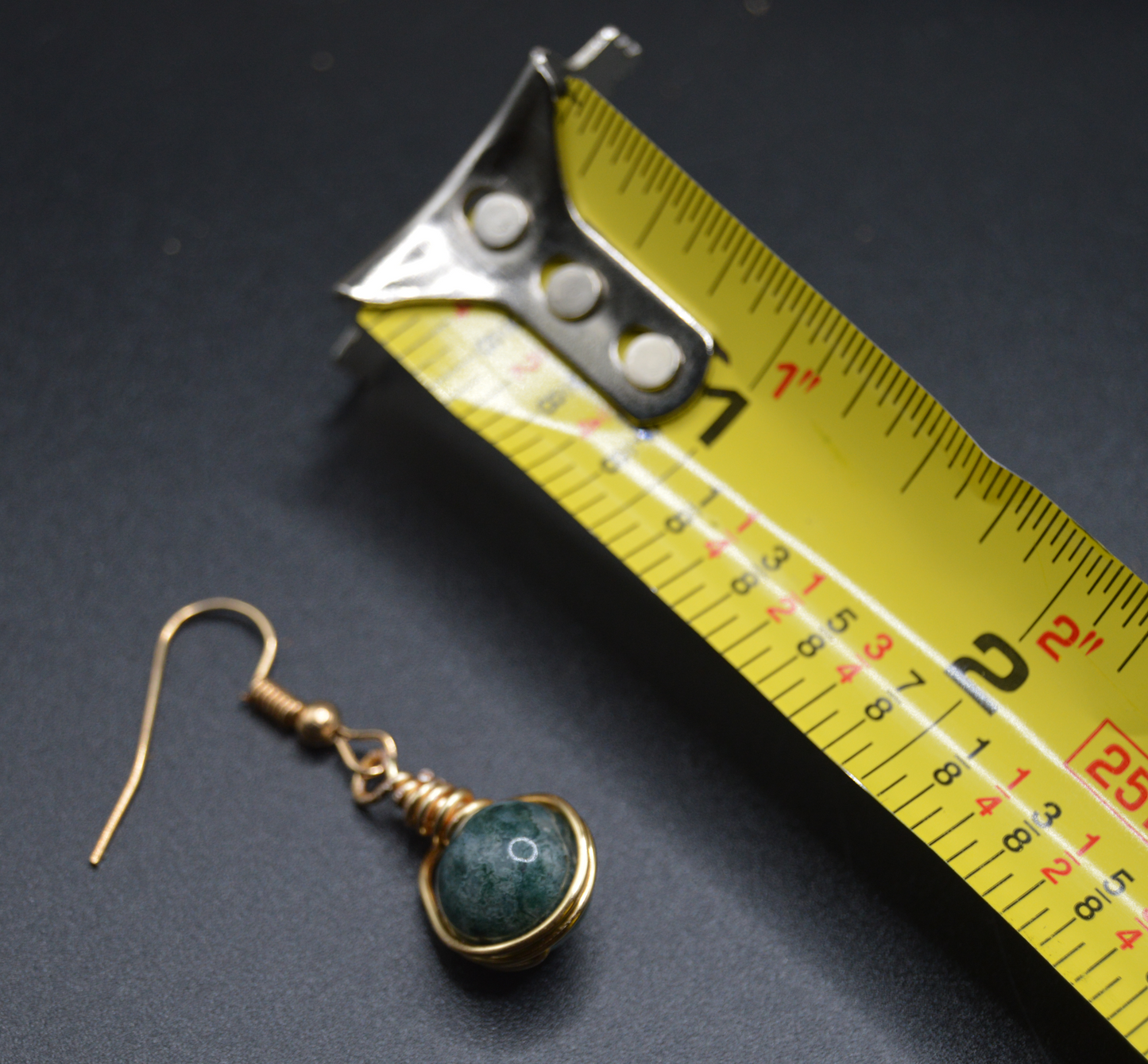 Earthy Glamour: Gold Wire-Wrapped Moss Agate Earrings