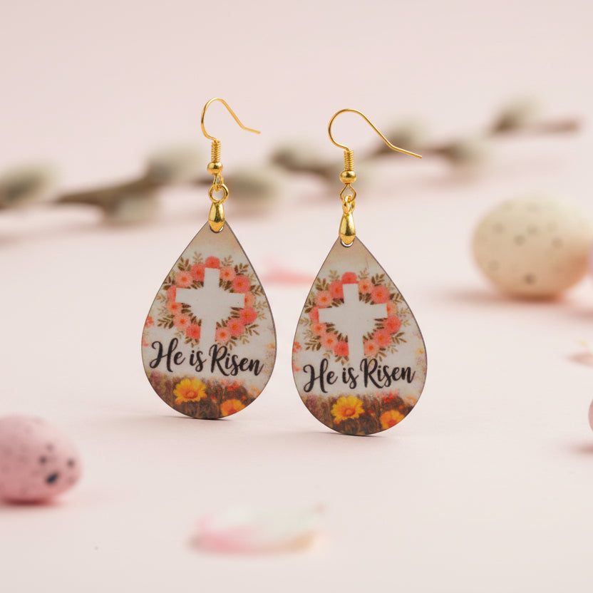 Sublimated Easter Teardrop Earrings
