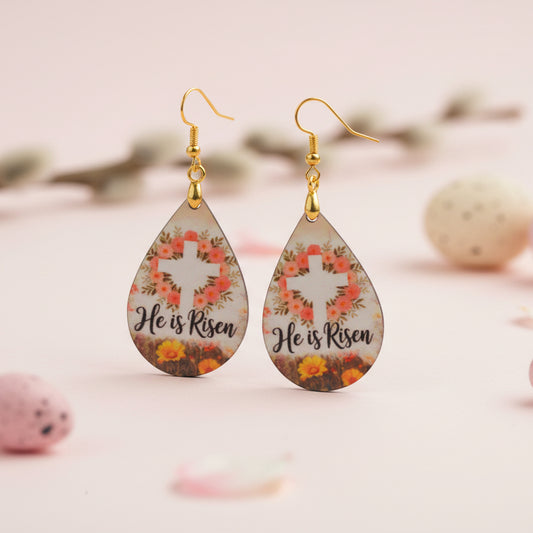 Sublimated Easter Teardrop Earrings