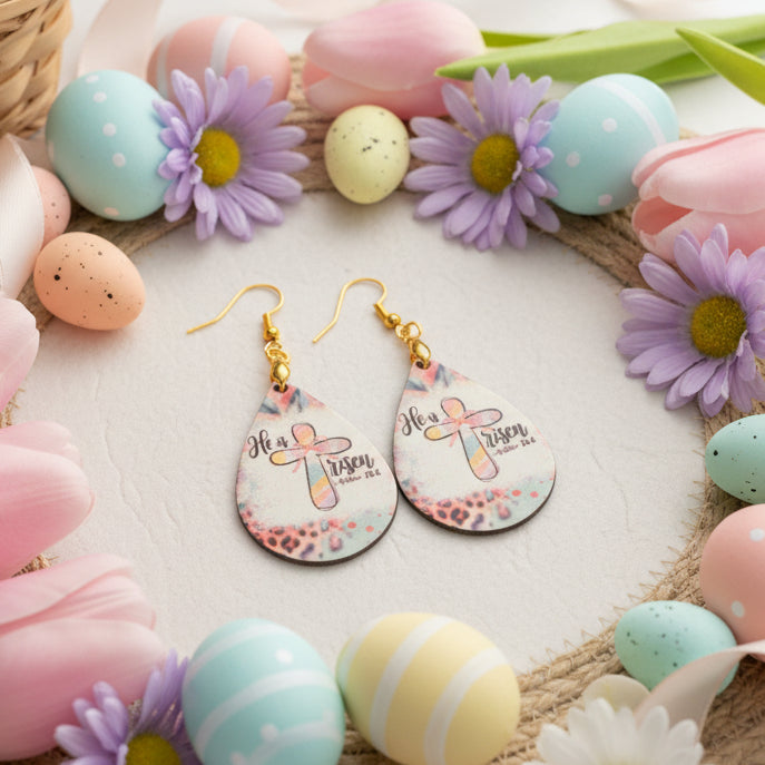 Sublimated Easter Teardrop Earrings