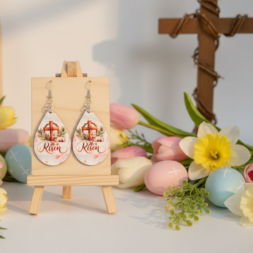 Sublimated Easter Teardrop Earrings