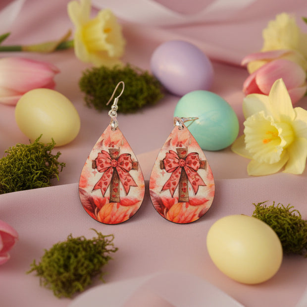 Sublimated Easter Teardrop Earrings