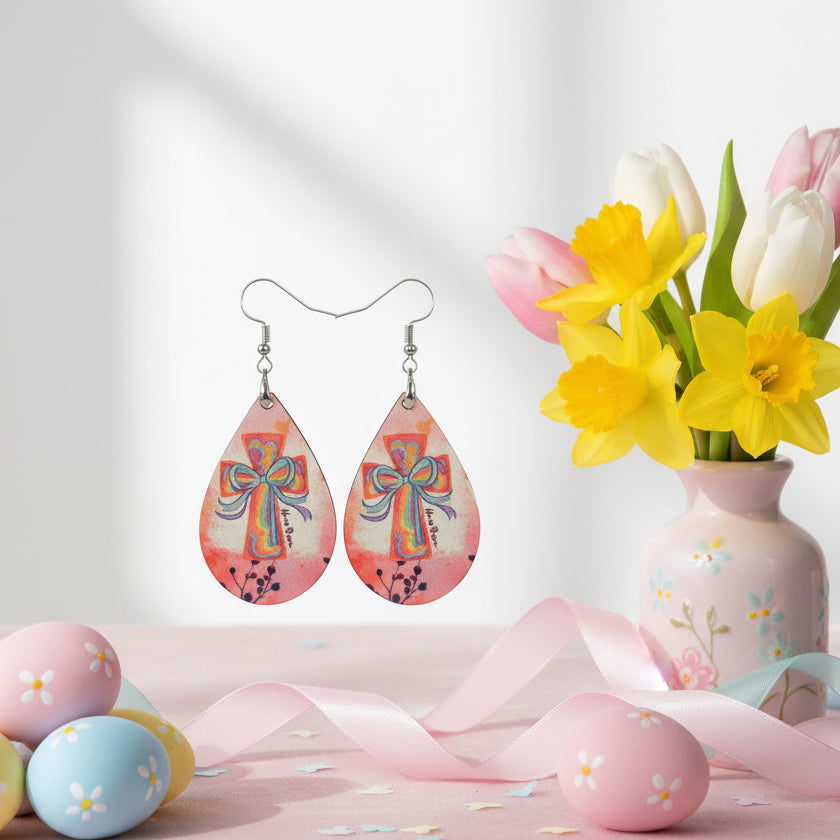 Sublimated Easter Teardrop Earrings
