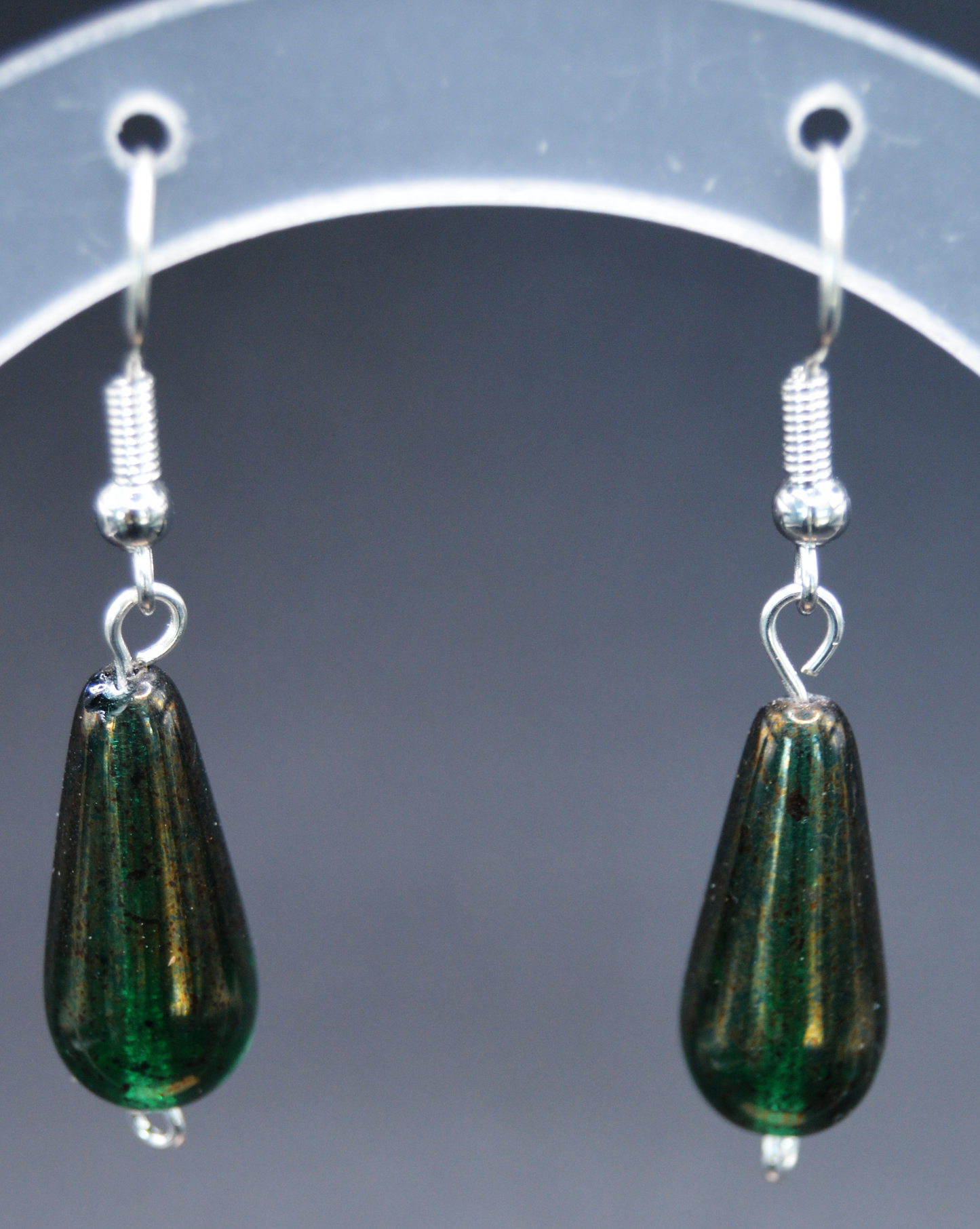 Enchanting Evergreen: Czech Glass Elegance in Forest Green