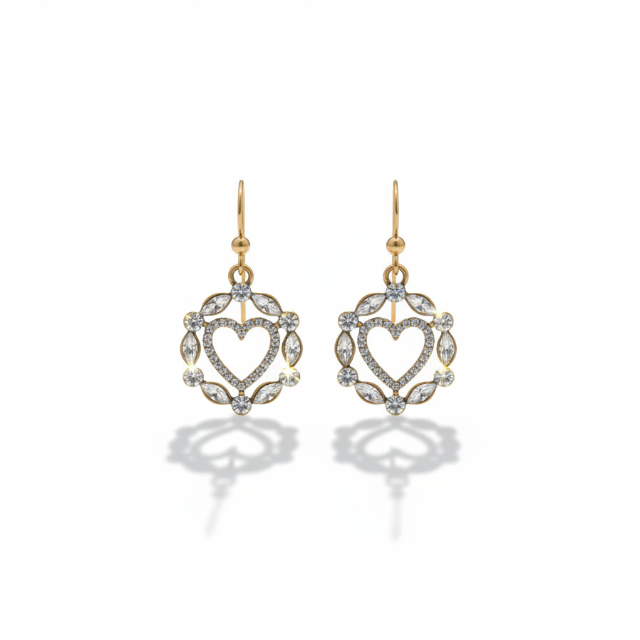 Golden Heart Sparkle Earrings