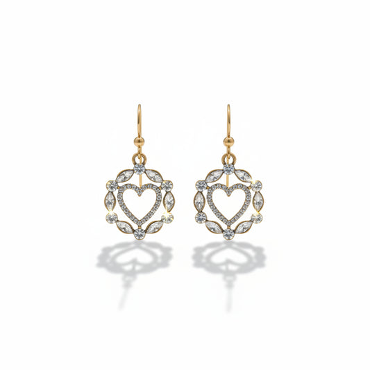 Golden Heart Sparkle Earrings