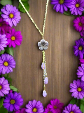 Czech Glass Flower Pendant Necklace