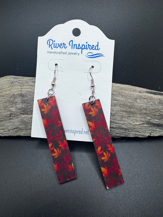 Natural Wood Earrings – Fall Floral and Fall Leaf Designs