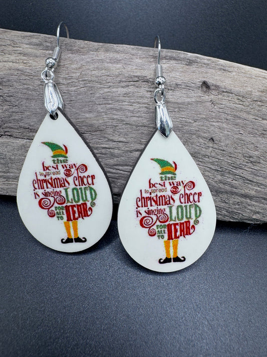 "Elf" Inspired Holiday Teardrop Earrings – Spread Christmas Cheer!