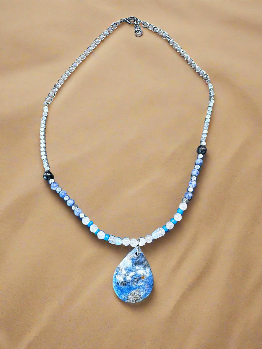 Ocean Breeze Gemstone Necklace" – 22" with 1.5" Pendant