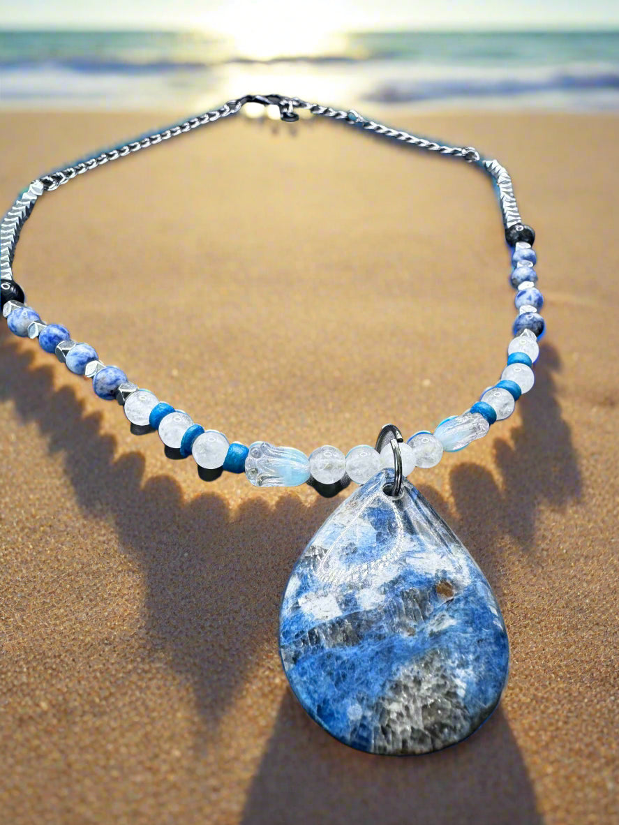 Ocean Breeze Gemstone Necklace" – 22" with 1.5" Pendant