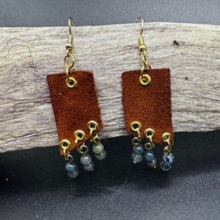 Rustic Gemstone Leather Earrings