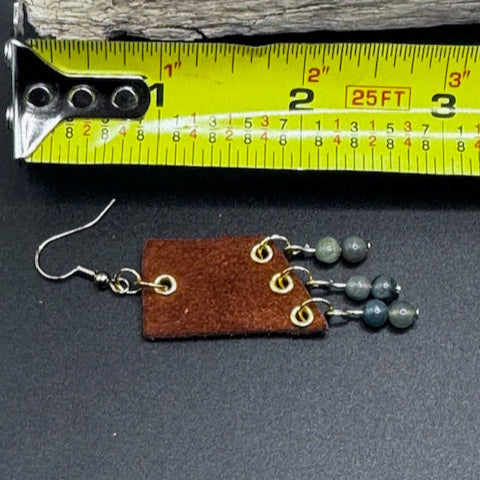 Rustic Gemstone Leather Earrings