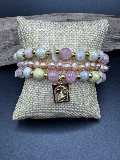 ✨ Handcrafted Gemstone Stacking Bracelets - set of 3✨