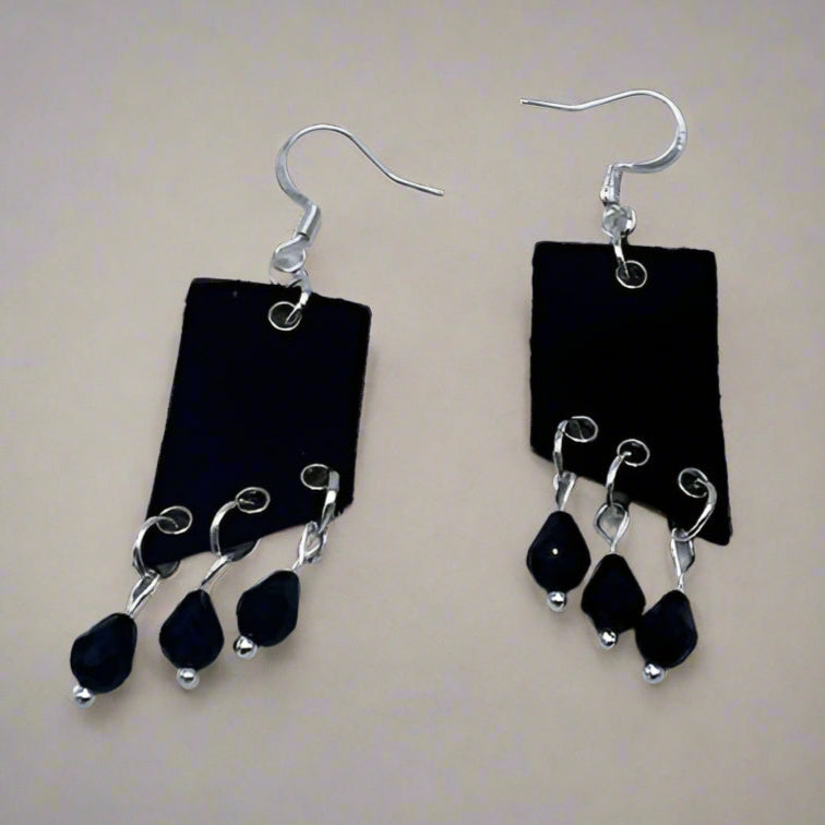 Black Leather Earrings