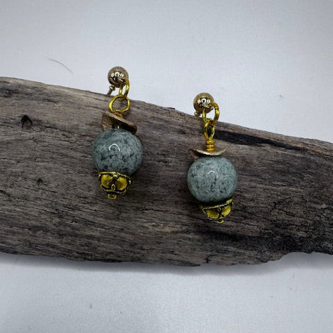 Tree Agate Bead Post Earrings