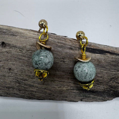 Tree Agate Bead Post Earrings