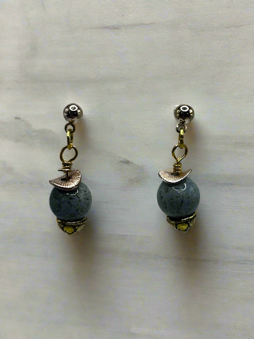 Tree Agate Bead Post Earrings