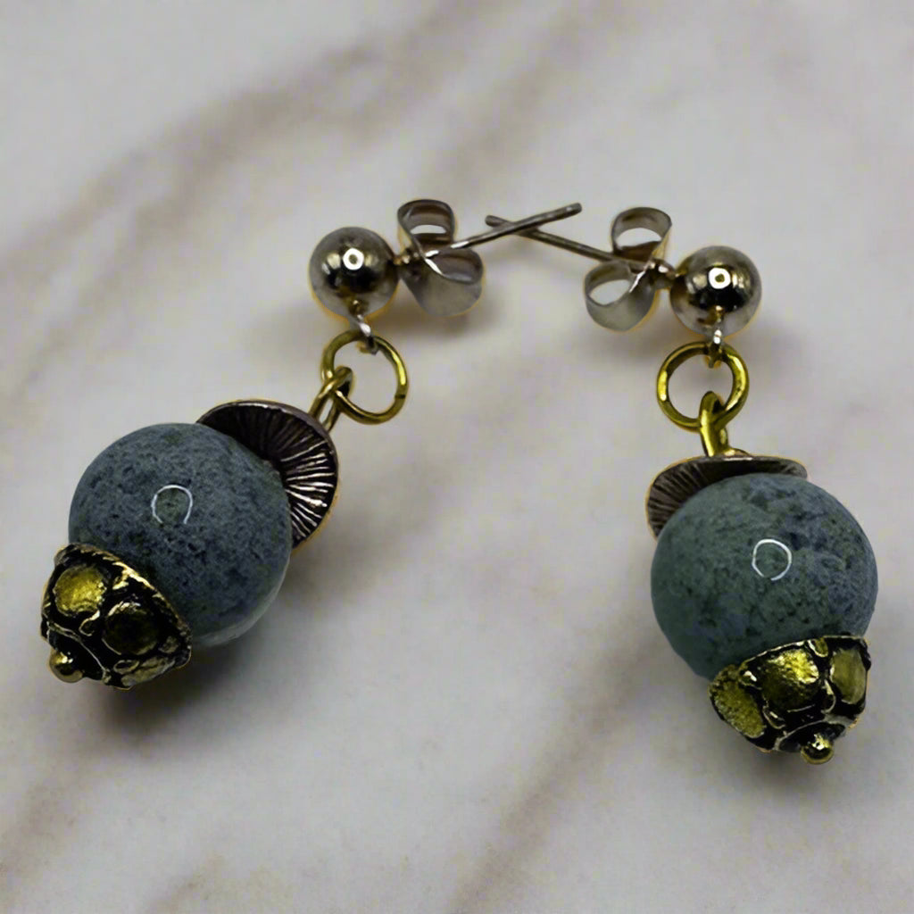 Tree Agate Bead Post Earrings