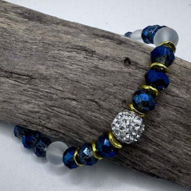 Blue Crystal and Iridescent Elegant Bracelet