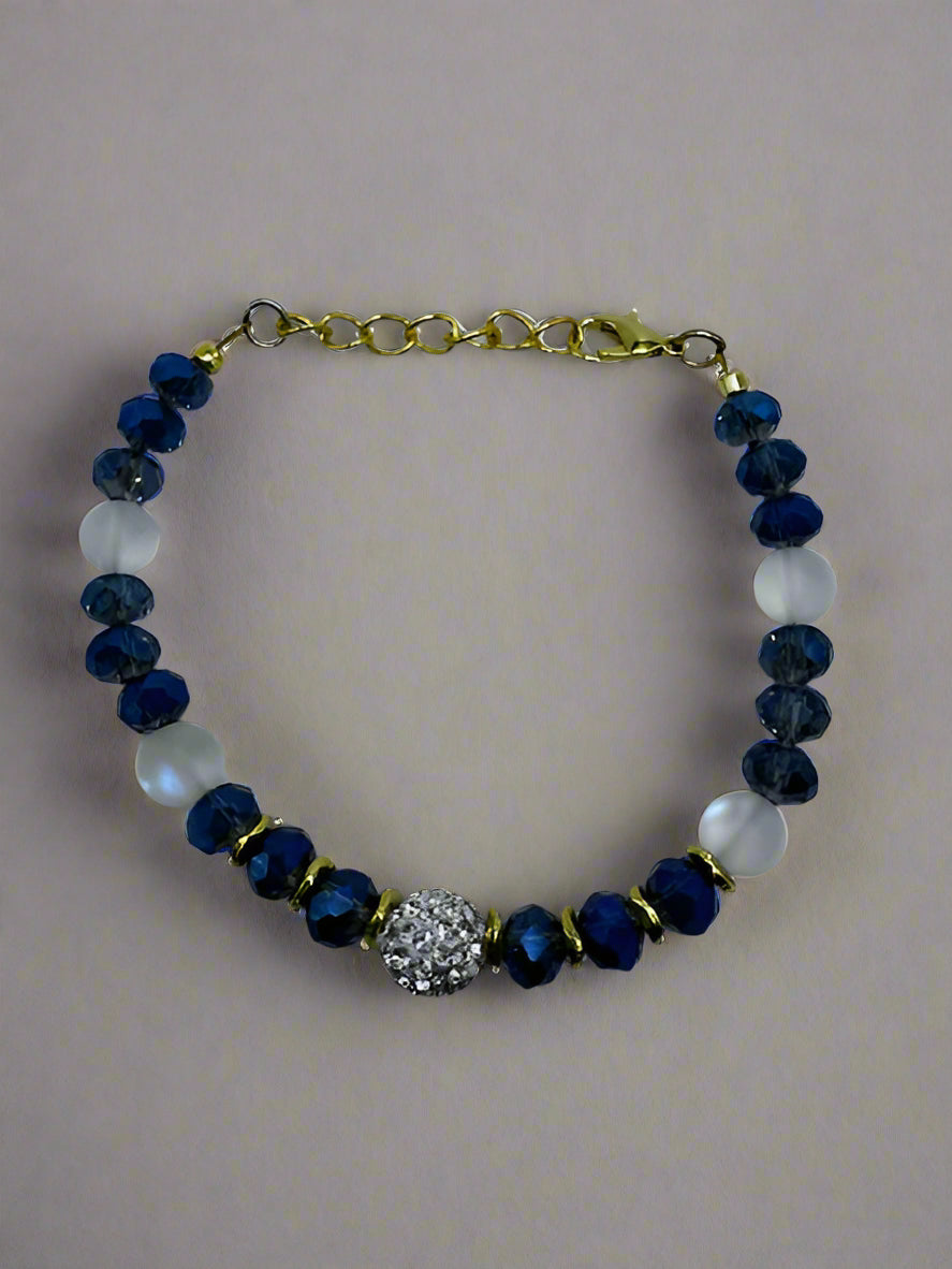 Blue Crystal and Iridescent Elegant Bracelet