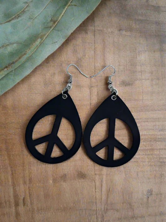 Peace Out Leather Earrings