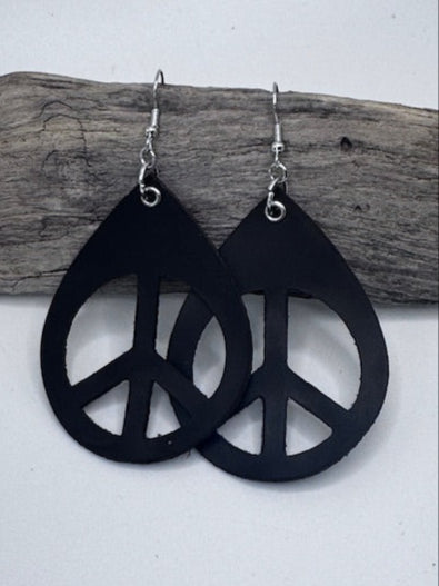 Peace Out Leather Earrings