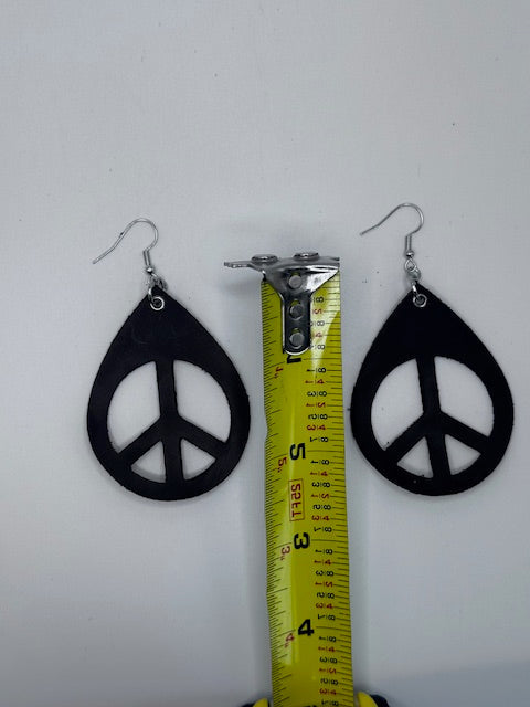 Peace Out Leather Earrings