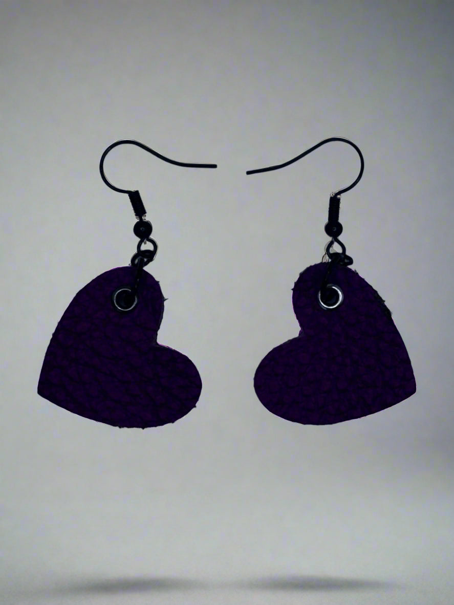 Valentine's Day Textured Leather Earrings